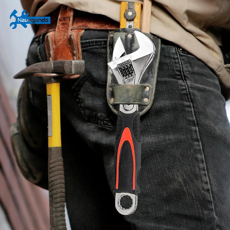 Navegando 8-Inch Adjustable Wrench, High Carbon Steel Adjustable Spanner, Compact Design for Tight Spaces, Non-Slip Grip, Fits M6 to M16 Bolts (6-24mm Nuts), for Plumbing, Automotive & DIY - Image 4